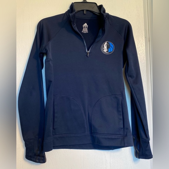 adidas Jackets & Blazers - Adidas Dallas Mavericks NBA 1/4 Zip Long Sleeve Navy Blue Pullover Women S